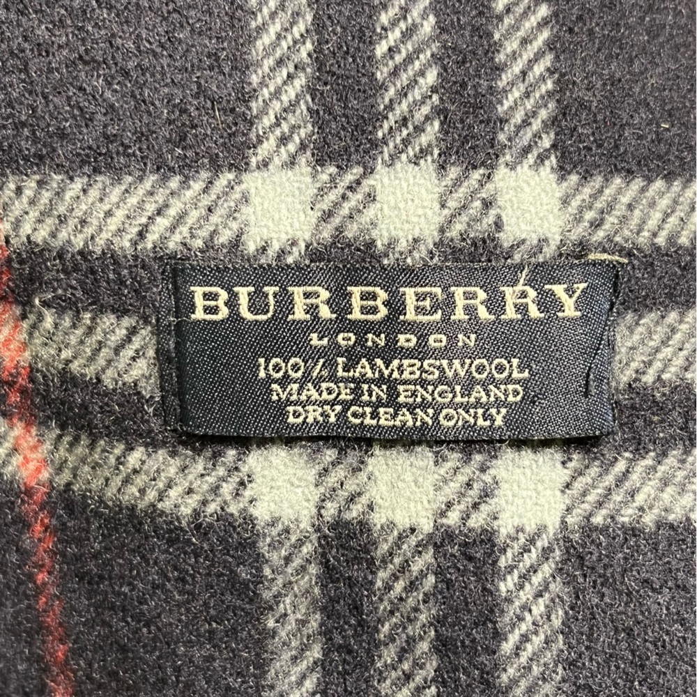 Burberry Dark Blue Nova Check Lambswool Scarf - Picture 2 of 7